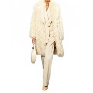 NEW SAND ruri afgan fir inspired coat in off white